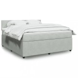 VidaXL Pat box spring cu saltea, gri deschis, 180x200 cm, catifea 3290100