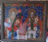Sf Nicolae și Sf Haralambie icoana pe sticla Transilvania Fagaras