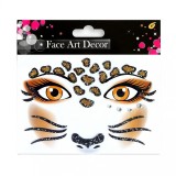 Sticker Temporar pentru Fata, pentru Machiaj, Face Art, Halloween, Teatru, Model Leopard, Maro
