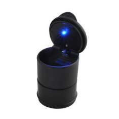 Scrumiera auto cu LED, alimentare 12V - Negru