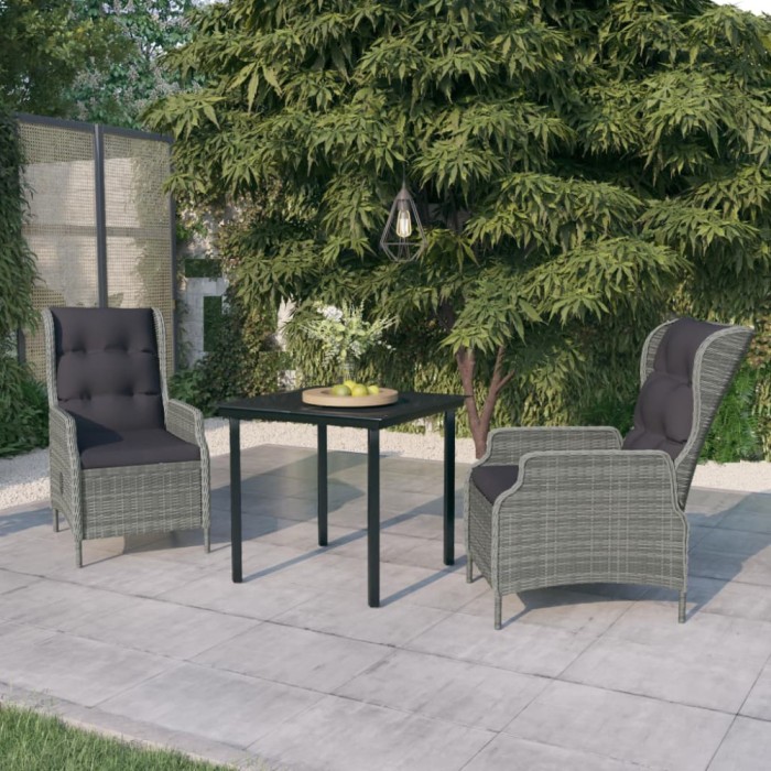 vidaXL Set mobilier pentru grădină, 3 piese, gri deschis 3099643