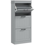 HOMCOM Mobilă pentru pantofi, dulap pentru pantofi 3 uși rabatabile 15 perechi, rafturi reglabile, 54 x 24 x 117,5 cm, gri | Aosom Romania