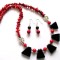 set colier si cercei cu coral si onix 36818