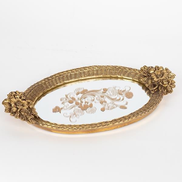 Tava din rasina Antique Golden Flowers 40 cm