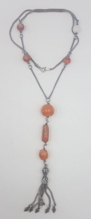 Superb colier vintage din argint si agate manopera fina