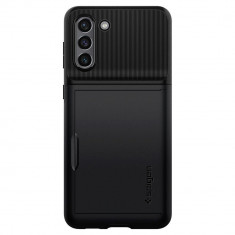 Husa Antisoc Spigen Slim Armor &amp;#039;CS&amp;#039; pentru Samsung Galaxy S21 6.2&amp;quot;, Buzunar Card, Negru foto