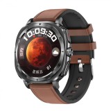 Cumpara ieftin Smartwatch iSEN ET492, Curea piele maro, 1.43 AMOLED HD, HRV, ECG, Monitorizare sanatate, Functii sport, Bluetooth Call, 380 mAh, Android 5.0 or iOS 1