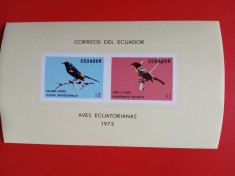 ECUADOR, PĂSĂRI - BLOC MNH IMPERF. foto