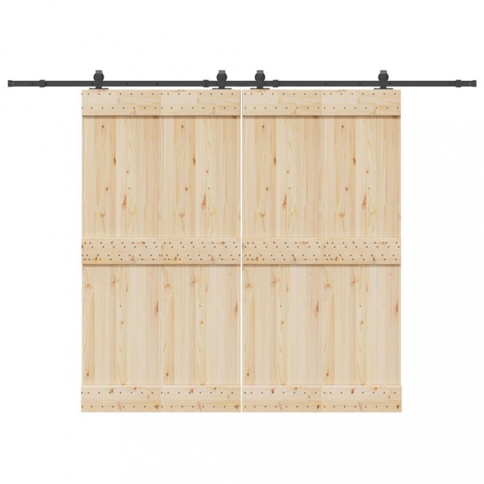 Set feronerie pentru uși glisante, negru, 305 cm, oțel