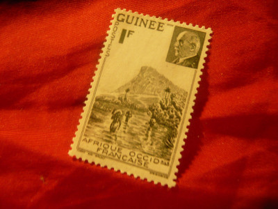 Timbru Guineea Franceza 1941 Gen. Petain , val. 1fr foto
