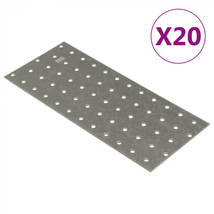 vidaXL Plăci perforate, 20 buc., 2 mm, 240x100 mm, oțel galvanizat