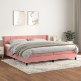 Cumpara ieftin Pat box spring cu saltea, roz, 200x200 cm, catifea