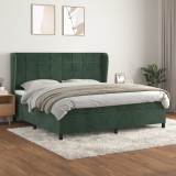 VidaXL Pat box spring cu saltea, verde &icirc;nchis, 200x200 cm, catifea