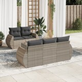 Cumpara ieftin Set canapele de grădină cu perne, 6 piese gri deschis poliratan