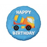 Balon folie rotund betoniera HAPPY BIRTHDAY 45 cm
