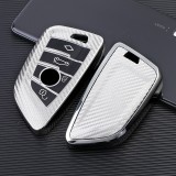 Husa Cheie Smartkey BMW 3 4 Butoane Seria G SILVER TPU+PC Carbon