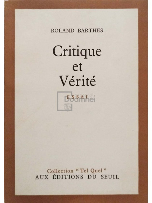 Roland Barthes - Critique et verite (editia 1966)
