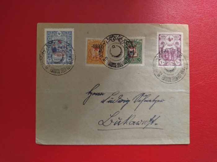 PLIC FILATELIC - OCUPATIA TURCA IN ROMANIA - STAMPILA FELDPOST BUKAREST - RAR