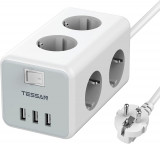 Prelungitor tip cub Tessan TS-306, 6 prize, 3 USB 3A, cablu 2m