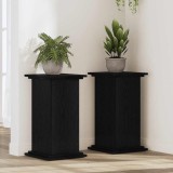 Suport Plante Negru Stejar 60cm, Interior/Exterior, Patrat 33x33cm, Lemn Compozit, Ghiveci Decorativ