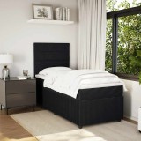 Gossi pat box spring cu saltea, negru, 90x190 cm, catifea
