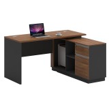 Cumpara ieftin Birou pe colt dreapta Oscar nuc - antracit 160x140x76cm