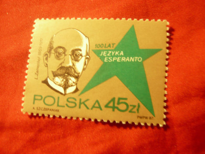 Serie 1 valoare Polonia 1987 - 100 Ani Esperanto -Personalitati L.Zamenhof foto
