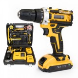 Masina de Gaurit Electrica si Insurubat cu Percutie, Fara fir Autofiletanta, 30 Accesorii, 2 acumulatori, 36V 8.0 Ah, 500W, Viteza Reglabila 450-3000