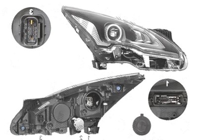 Far Peugeot 3008, 09.2013-09.2016; 5008, 09.2013-, fata, Dreapta, bi-xenon; D1S+LED; electric; fara unitate control; fara ballast, VALEO foto
