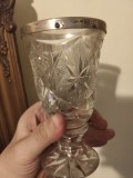 Pokal antik cristal și margine argint