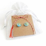 Bijuterie martisor Cercelusi iridescenti Turcoaz