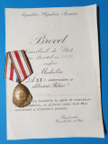 Medalia 1944 -1964 &amp; Brevet Republica Populara Romana decoratie superba