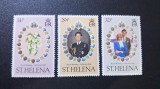 Saint Helena 1981 Nunta Regală Prințul Charles și Prințesa Diana Set Complet 3 Timbre MNH Neștampilat - A183