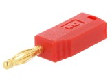 Mufă banană 2mm roșie aurită 10A 30VAC 60VDC