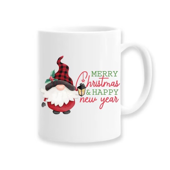 Cana alba personalizata Merry Christmas &amp; Happy new year, INOVATIX&reg;️. 330ml