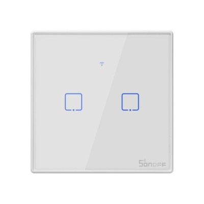 Intrerupator Smart cu Touch WiFi + RF 433 Sonoff T2 EU TX, (2 canale) foto