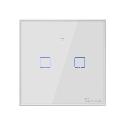 Intrerupator Smart cu Touch WiFi + RF 433 Sonoff T2 EU TX, (2 canale) foto