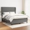vidaXL Pat box spring cu saltea, gri &icirc;nchis, 140x190 cm, textil 3128278