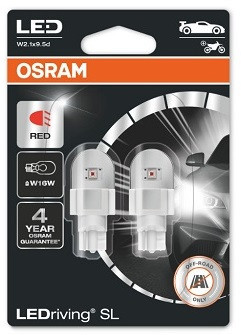 Set 2 Buc Led Osram W16W 12V 1,4W 2,1X9,5D 6000K Rosu LEDriving SL 921DRP-02B foto