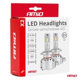 Becuri auto LED H3 AMiO X2 6500K CANBUS, 72W, 7920 lm, IP67