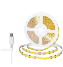 Banda LED COB alb cald, 5V DC, type-C, 300leds m, 2m, IP20