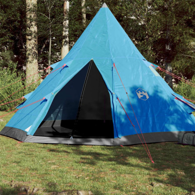 vidaXL Cort de camping tipi pentru 4 persoane, albastru, impermeabil foto