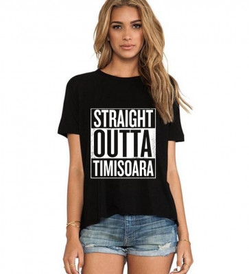 Tricou dama negru - Straight Outta Timisoara - L foto