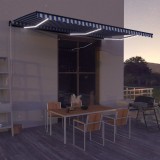 Copertina retractabila manual cu LED albastru &amp; alb 600x300 cm GartenMobel Dekor, vidaXL