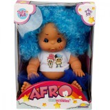 Papusa Bebelus, Dollz n More, Afro, 23 cm, Albastru