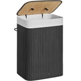 SONGMICS Cos de rufe din bambus, pliabil, cu captuseala detasabila lavabila, 72L, 40x30x60cm, negru Household NewTrend