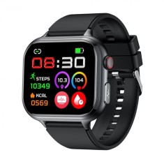Smartwatch iSEN TK17 Negru, Silicon, 1.91 HD, ECG, Ritm Cardiac, Oxigen in Sange, Glicemie, Tensiune Arteriala, Acid Uric, BMI, Monitorizare Somn, Mod