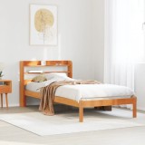 Cumpara ieftin Cadru de pat cu tăblie, maro ceruit, 75x190 cm, lemn masiv pin