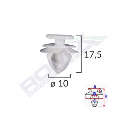 Clips Tapiterie Pentru Citroen/Peugeot/Volvo 10X17.5Mm - Gri Set 10 Buc 132972 C10091-RMX foto