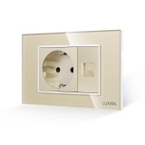 Cumpara ieftin Priza Schuko + Priza Internet cu Rama din Sticla LUXION, Standard Italian, 3M SmartElectro IntelligentHouse